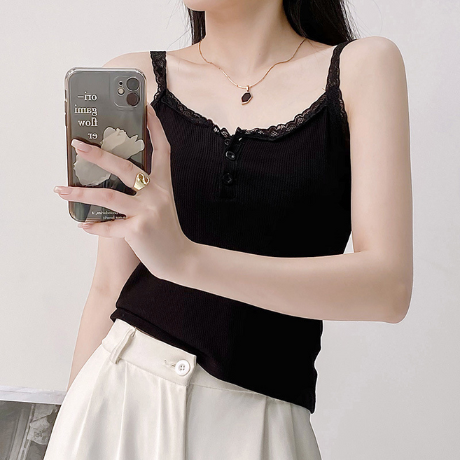 요아해아네 단추 레이스 캡나시