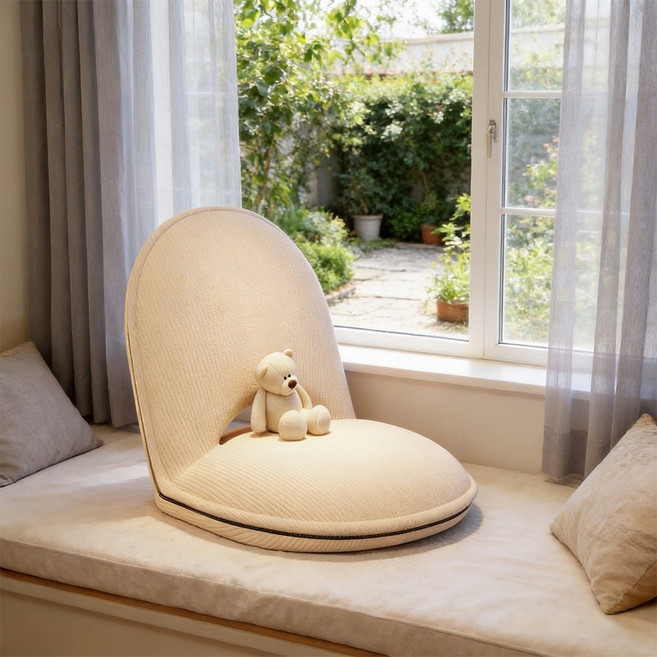 Takata 5단 조절 접이식 등받이 의자 바닥 의자 좌식 등받이 쿠션 간이 소파 접이식 등받이 의자 SWL2, 미백색