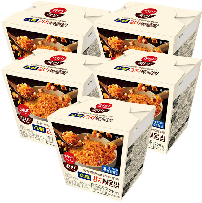 (냉동)비비고 스팸(김치)볶음밥220gx5개, 220g, 5개