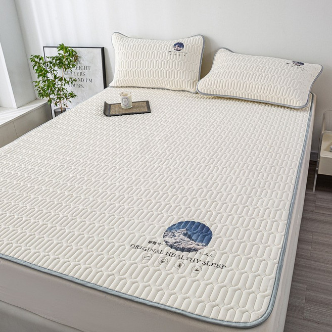 지니고 라텍스 냉감패드 쿨매트 침대패드 매트리스 패드 더블 150x200cm, 아이보리