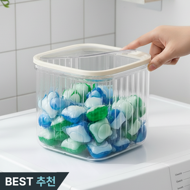 메종드닷 깔끔세탁실 습기방지 캡슐세제 보관함, 투명, 1개