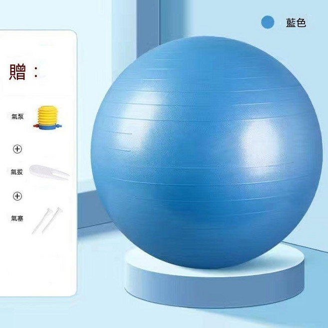 兒童感統訓練按摩球 瑜伽球 顆粒觸覺 加厚防爆, 磨砂藍色【氣筒+氣拔+氣塞】,瑜伽球【45cm/350克】, 1個
