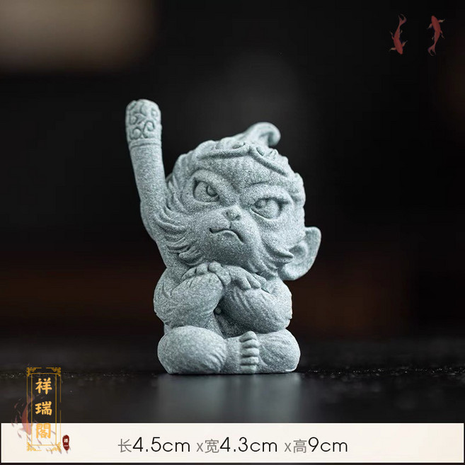 青砂石黑神話悟空擺件 齊天大聖孫悟空石雕藝術裝飾, 大聖歸來-問天