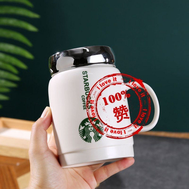 STARBUCKS 陶瓷鏡面馬克杯, 1個, 大白星 一個,杯子+勺子
