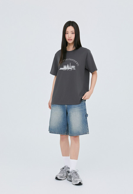 [잠뱅이] 여성 텐셀 난스판 카펜터 올약 틴 캣워싱 와이드 5부-MB