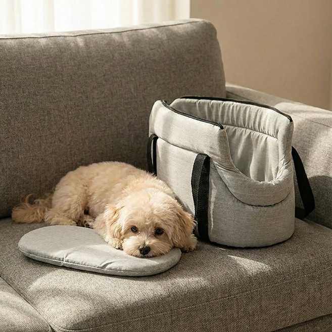 멍담 숄더백 슬링백 소형견 푹신 빼꼼 이동가방, 1개, 그레이