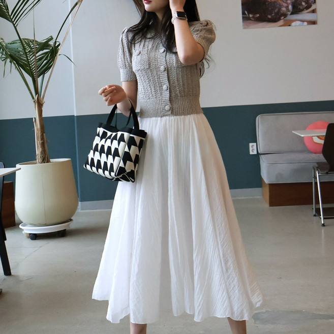 메리앤유 파스텔 칼라 아사코튼 두겹 플레어 스커트 빅사이즈 스커트 밑단6미터