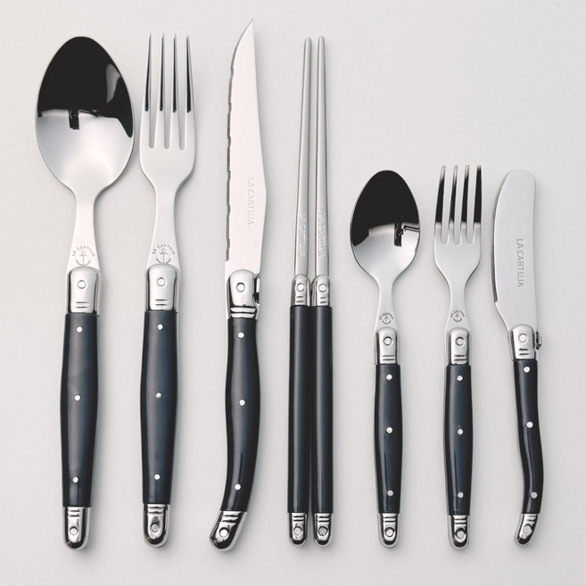 까르투하 라귀올 스타일 양식기 커트러리 7종 풀세트 4Color, 블랙