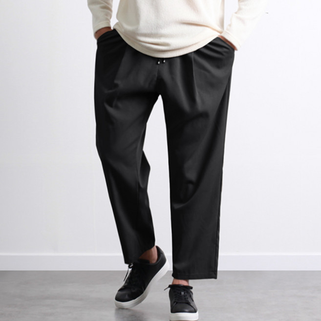 더먠쉽 남자 핀턱 와이드 스판 허리밴딩 슬랙스 사계졀 데일리 S~2XL 빅사이즈 NJTCP27006