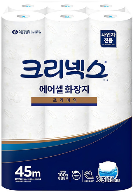 크리넥스 에어셀 프리미엄 화장지 피톤치드향 45m, 24개입, 1개