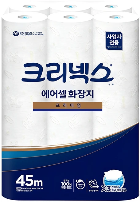 크리넥스 에어셀 프리미엄 화장지 피톤치드향 45m, 24개입, 1개 - 쿠팡