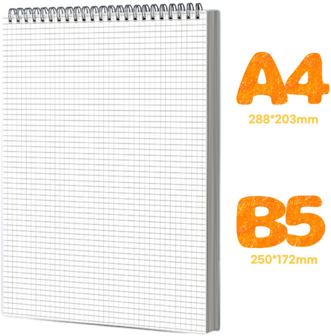 토끼다섯마리 캠퍼스 스프링 노트 가로줄 그리드 모눈 무지, A4_그리드(모눈) 무늬형, 4개