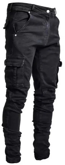 자칠 남성 카고 와이드 청바지 사계절 밴딩팬츠