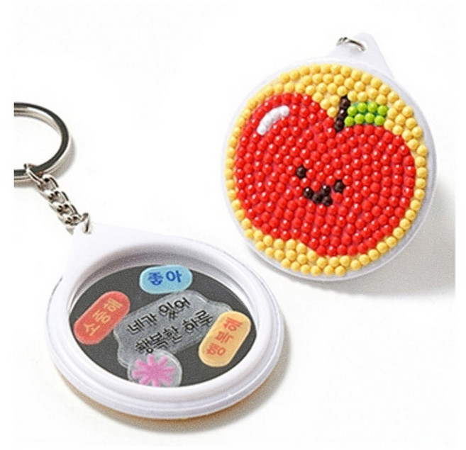 민화샵 보석 거울 키링 사랑하기 사과 핑거그립 휴대폰 거치대 1개입 S