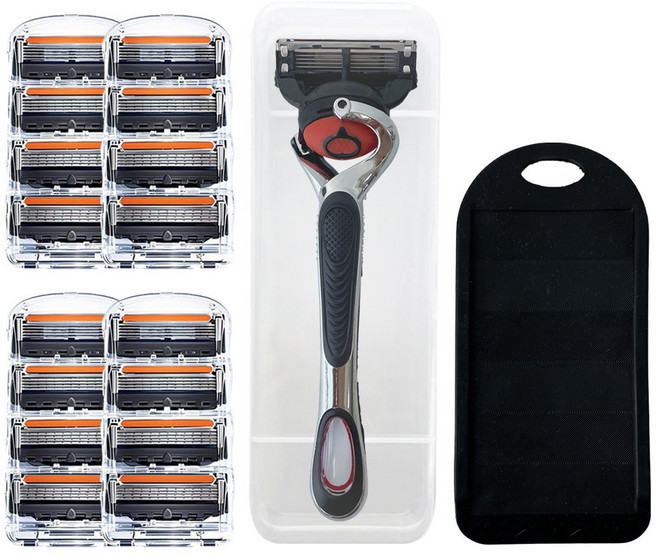 질레트 퓨전 파워 호환 5중 면도날 리필 + 면도기 + 클리너, 1세트, 16개입