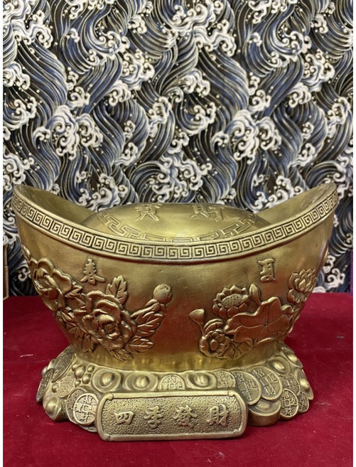 京綸 四季元寶 聚寶盆 招財進寶 存錢筒 開運吉祥 招財納福 風水擺飾, 金色