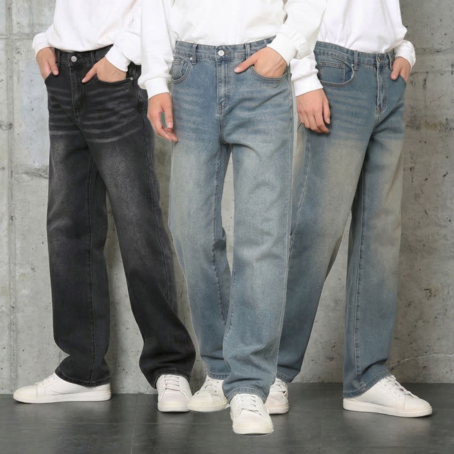 남자청바지 오리지널 스트레이트 캣워싱 3컬러 데님