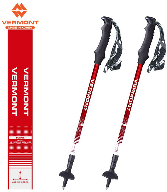 버먼트 토누스 레드 3단 등산스틱 2개1세트 전과정 국내제작, 상세 설명 참조