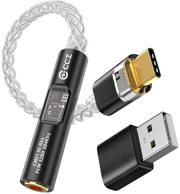 Keephifi CCZ CM01 C타입 듀얼 칩셋 DAC 꼬다리덱 CX31993 이어폰 젠더, 블랙