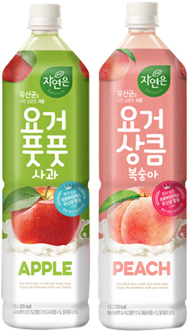 요거상큼 복숭아1.5Lx6펫+요거풋풋 사과 1.5Lx6펫, 1.5L, 12개