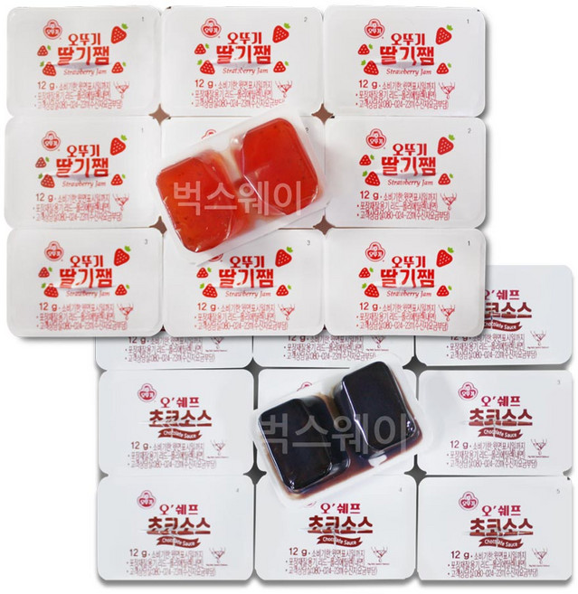 오뚜기 일회용 딸기잼 디스펜팩 20개+초코소스 디스펜팩 20개, 1세트, 11g