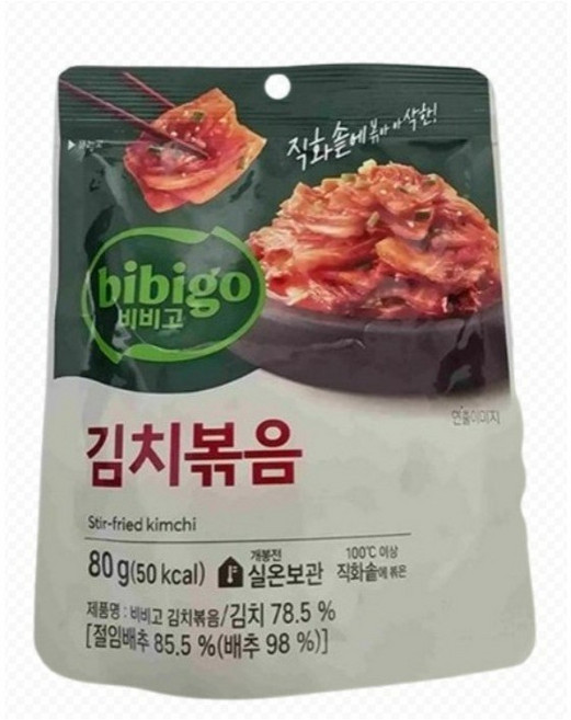 비비고 볶음솥직화 김치볶음 라면먹을때 도시락반찬, 25개, 80g
