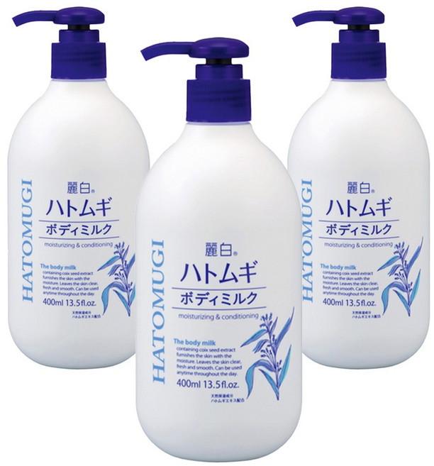 Reihaku 하또무기 바디밀크, 3개, 400ml