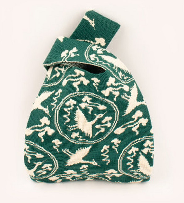 민화샵 민화 니트 가방, 1개, 고려청자 운학문 D260011C