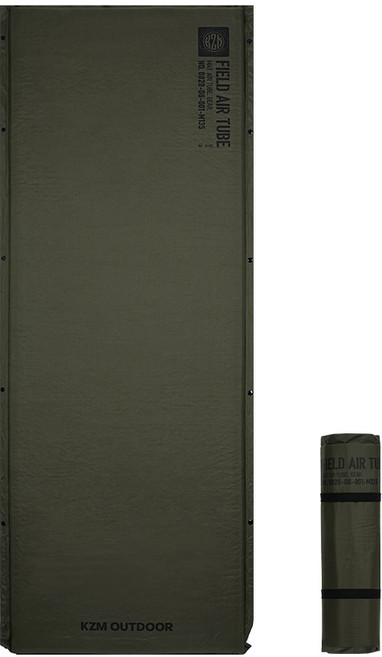 KZM OUTDOOR 自動充氣露營床墊 綠色 超級單人, 綠