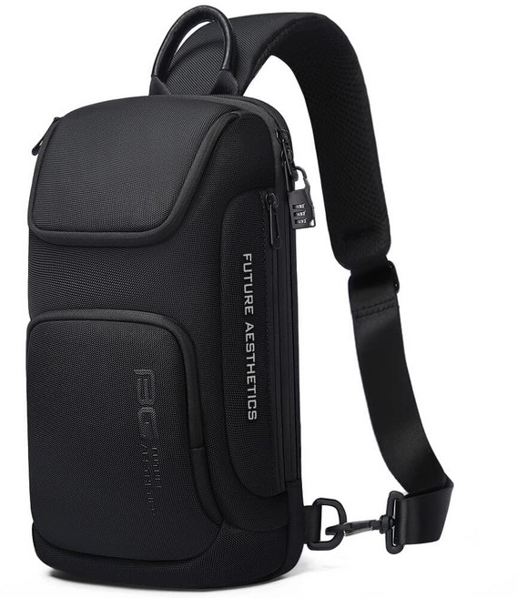 BANGE 남성용 슬링백 숄더백 크로스바디 슬링 백팩 남성 및 여성용 블랙. 주말 야외 하이킹 직장 비즈니스 캐주얼 일상용 스트리트 패션 클래식