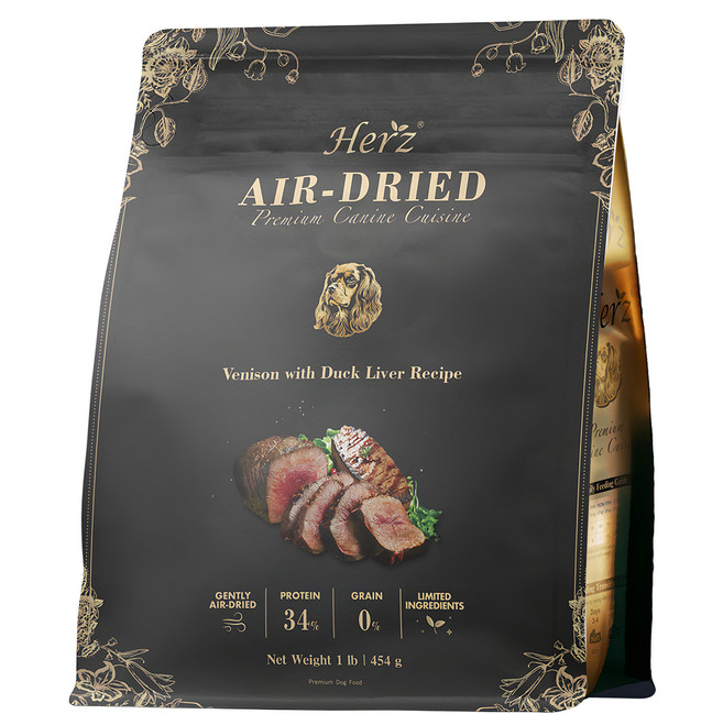 Herz 赫緻 美饌低溫風乾犬糧, 1袋, 454g, 嫩鹿佐頂級鴨肝