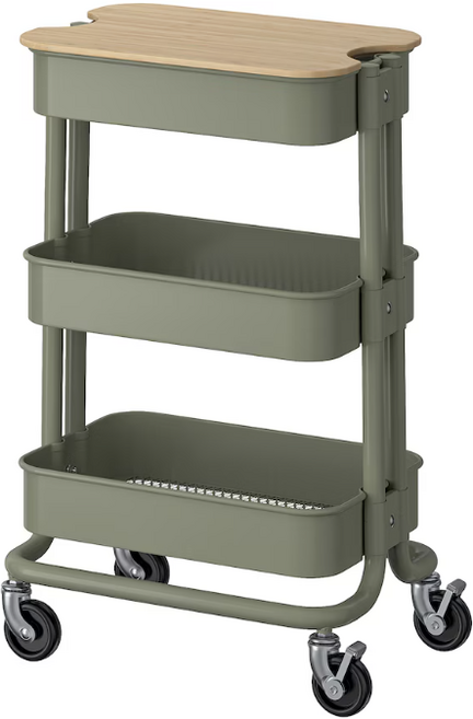 이케아 RASKOG 로스코그 / NORRAVA 노로바카트+뚜껑, 그레이그린