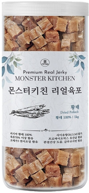 몬스터키친 리얼육포 황태 프리미엄 강아지육포 대용량 1kg 강아지간식, 1개