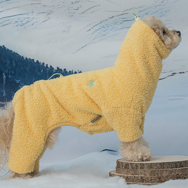 슈퍼펫 강아지옷 겨울 올인원 넥워머 후리스, 1개, 버터옐로우