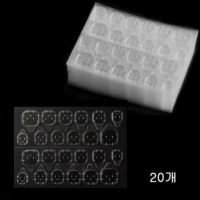 뉴프렐류드 젤타입 네일팁 양면테이프 스티커 24P, 20개, 투명
