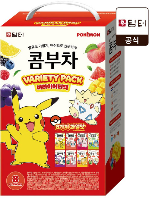 담터 포켓몬 콤부차 버라이어티팩, 1개, 80개입, 5g
