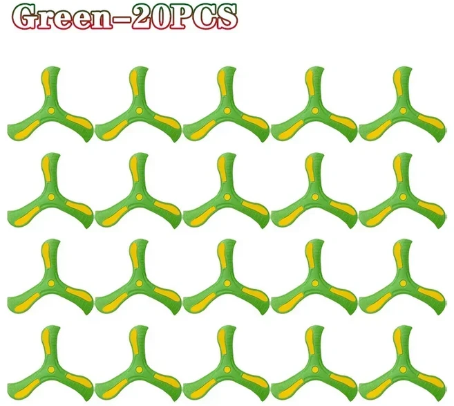 1 20PCS 애완 동물 및 14세 이상를위한 트라이 블레이드 부메랑 야외 장난감 안전 내구성 비행 디스크 가족, 07 Green 20PCS