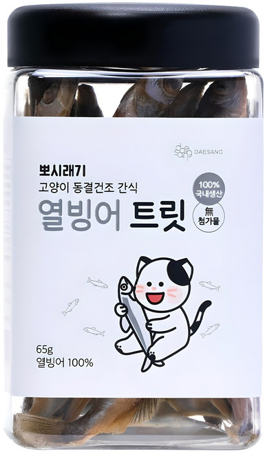 뽀시래기 고양이 생후 3개월령 이후 큐브트릿 동결건조, 65g, 1개, 생선