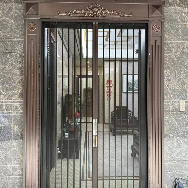 씸쯔 방범방충망 현관문 모기장 접이식현관방범방충문, 40 다이아몬드 블랙 잠금장치 포함, 1개