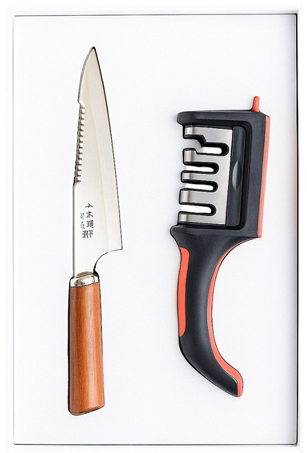 주리아토 명품 사시미 회칼 가정용 회칼 캠핑용 칼집있는 칼, 1개, 우드 브라운