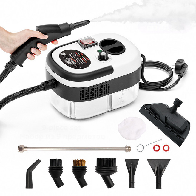 고온 고압 강력 스팀 청소기 대용량 물탱크 진드기 제거 에어컨 청결 빠른가열 스팀 분사기, SJDC-009, 화이트