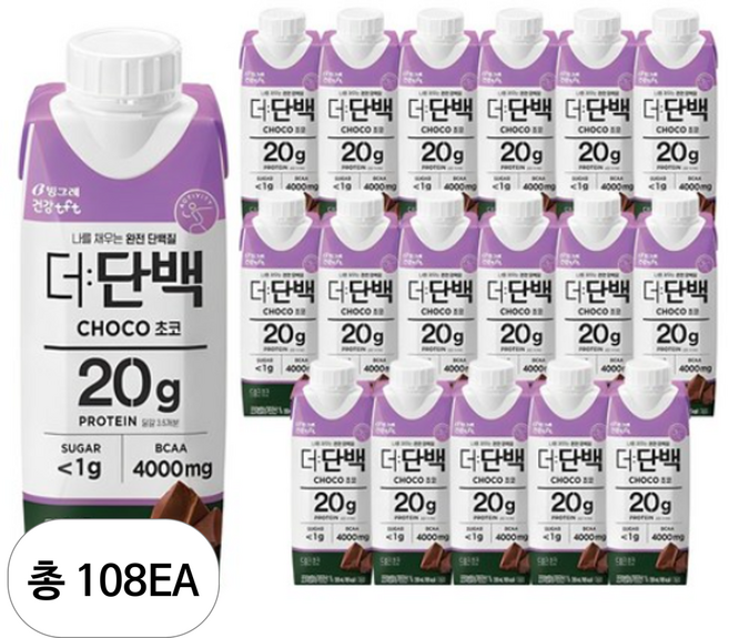 빙그레 더단백 드링크 초코, 250ml, 108개
