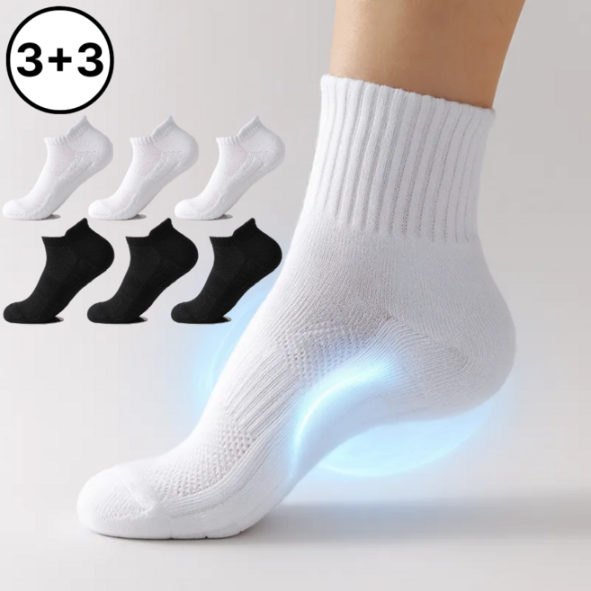 커넥트홈 족저근막염 양말 푹신한 스포츠 쿠션 양말 3+3켤레