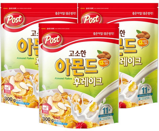 포스트 고소한 아몬드 후레이크300g x 3개+사은품랜덤증정(ID당1개), 3개
