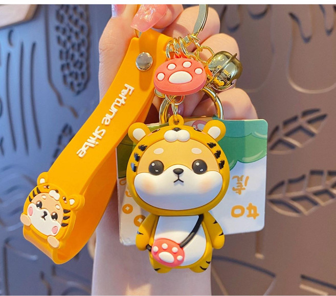 이카이즈 시바견 12띠키링 피규어 자동차 키홀더 가방고리 열쇠고리, 호랑이띠, 1개