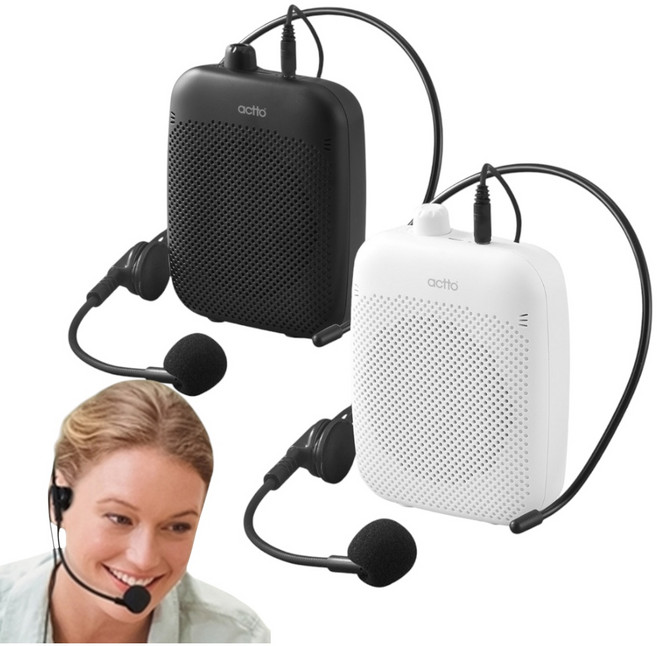 강의용 수업용 휴대용 미니 가이드 헤드마이크 블루투스 무선 앰프 강사 교사 선생님 학원용 추천 메가폰 기가폰, 화이트, 1개