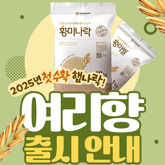 황미쌀 오분도미 당일도정 쌀눈쌀 백미처럼 부드러운 소화 잘 되는 도정날짜 지켜주는 진공포장 1kg, 500g, 1개