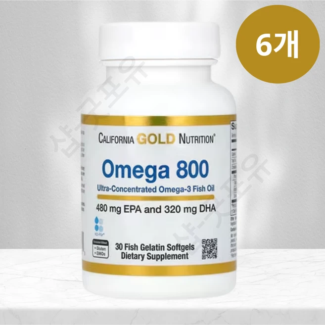 CGN 오메가800 고약사 오메가3 캘리포니아골드뉴트리션 DHA EPA 30캡슐 6개, 30정 - 쿠팡