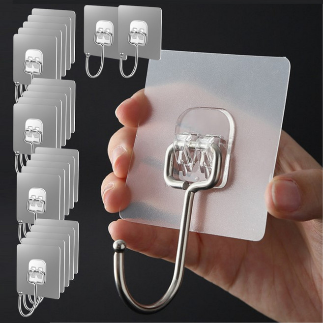 허니부 무타공 후크 초강력 접착식 걸이, 22개, 투명