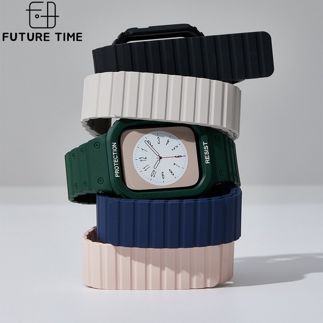 (무료배송)(당일발송)퓨처타임 플라러버 마그네틱 스트랩 애플워치일체형스트랩 지샥 카시오 애플워치 호환 5 6 7 8 9 SE SE2 풀커버 스트랩, 49mm 전용, 스타라이트